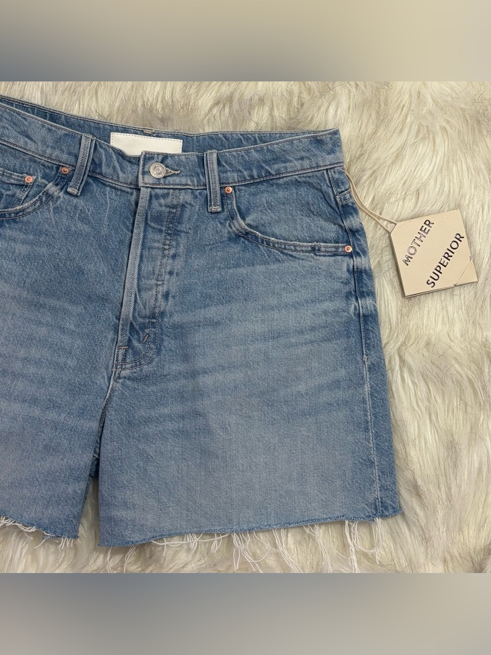 NWT MOTHER The Extra Mile Cutoff Short Head Rush Light Blue SZ 27 RV $238 - Picture 9 of 16